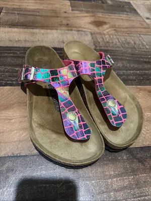 Birkenstock Gizeh Gator Gleam Raspberry Sandals US 7 7.5 new no tag thumbnail 2
