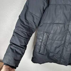 Abercrombie & Fitch Y2K Puffer Jacket Womens‎ Sz XS Black Fur Trim Lined Quilted thumbnail 3