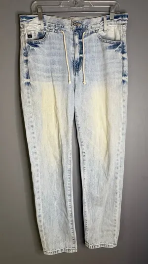 KanCan Light Wash Boyfriend Drawstring Button Jeans Size 9/28 Blue thumbnail 1