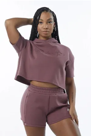 Alphalete Woman’s ELMTS Half Sleeve Crop Hoodie - Mauve , Size Medium thumbnail 1