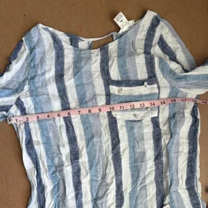 Urban Romantics Striped Blue and White Women's Top thumbnail 7