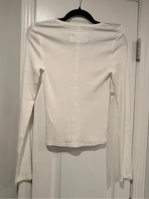 NWOT We The Free Size XS White Ribbed V-Neck Long Sleeve Stretch Top Free People thumbnail 5