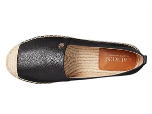 Ralph Lauren Black Leather Espadrille Slip-Ons with Natural Raffia Toe NWOT 6.5 thumbnail 6