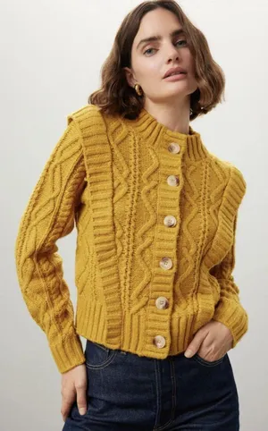 Central Park West Savannah Cardigan in Yellow, Size S thumbnail 1