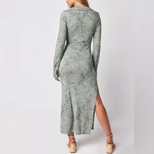 Free People Shayla Floral‎ Long Sleeve Wrap Midi Dress Size S - Mint Combo - NWT thumbnail 16