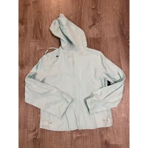Edward Mint Green Women's Top Long Sleeve M‎ Linen Hood Zip Front thumbnail 4