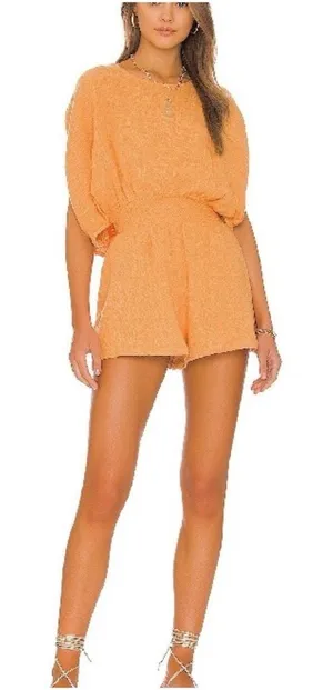 ✨ Free People ✨ Pietro Tie Back Romper 100% Cotton in Suntan ~ Size XS 🍄 thumbnail 1