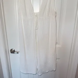 Anthropologie XL White Sleeveless Tie Front Cover Up Tunic Cottagecore Boho Chic thumbnail 5
