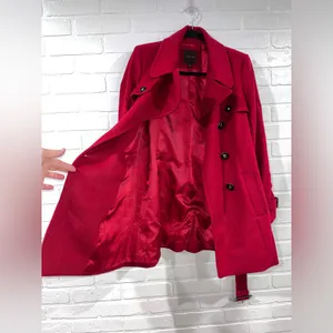 The Limited Red Wool Belted Pea Coat thumbnail 2