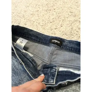 Express Women's Button Fly Shorts Denim Blue Hi-rise Shortie‎ 6 thumbnail 3