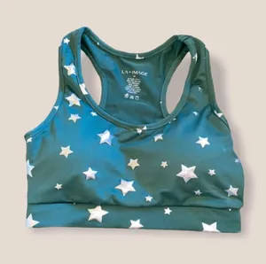 NWT Star Patterned Sports Bra Green Size M thumbnail 1