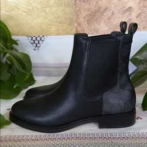 NEW Coach Women’s Meredith Signature Canvas Chelsea Ankle Black Boots, Size 6B thumbnail 7