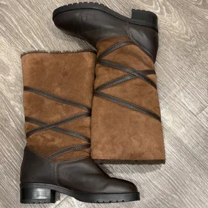 La Canadienne Brown Leather Suede Shearling Foldable Cuff Winter Boots 7 Cozy thumbnail 8