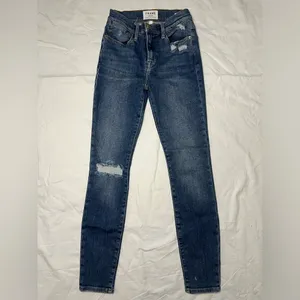 Frame Le High Skinny Distressed Blue Jeans 25 thumbnail 2
