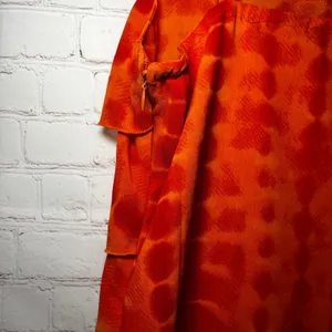 Vintage Y2K 00's Orange Tie Dye Tiered Spaghetti Strap Mini Dress Women Size‎ SM thumbnail 4