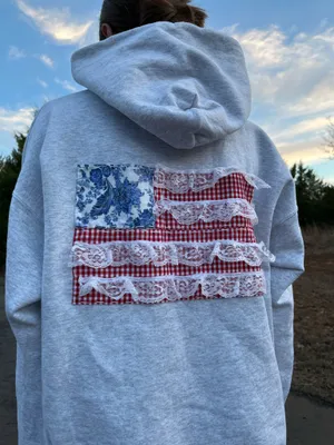 Hanes American Flag Patchwork Hoodie thumbnail 3
