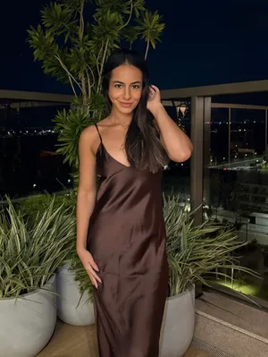 Zara Satin Slip Maxi Dress in Deep Brown Evening Wedding Party thumbnail 4