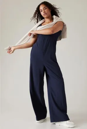 NWT Athleta Passenger Jumpsuit navy blue color Size Small thumbnail 4