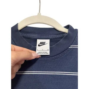 Nike Navy and White Striped Crop Long Sleeve Shirt S thumbnail 3