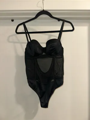 Black lingerie corset one piece bodysuit thumbnail 2