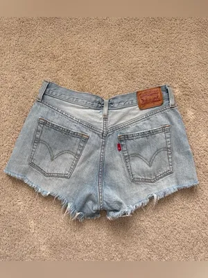 Levi's 501 Light Blue Distressed Denim Cutoff Shorts thumbnail 5