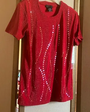 FINAL MARKDOWN ZIO Red Sequin Women's Top large NWT thumbnail 1