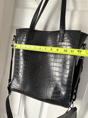 Claudia Canova moc croc-Embossed shoulder bag crossbody strap tote removal pouch thumbnail 8