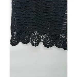 Venus Crochet Sweater Midi Tank Dress Medium Black Boho Grunge‎ Emo Silk Blend thumbnail 3
