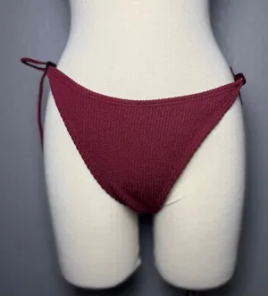 Princess Polly Glora Tie Side Textured Bikini Bottom, Red, US 12 thumbnail 1