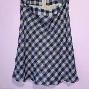 Olivaceous Mini Dress Women Size M Sleeveless Twist Front Cut-Out Gingham Linen thumbnail 4