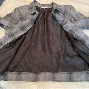 Christopher & Banks gray plaid open front blazer jacket size large thumbnail 7