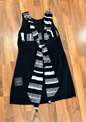 Lulu's Black and White Striped Bow Dress thumbnail 1
