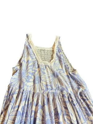 Intimately Free People Purple Cream Floral Tiered Maxi Dress Swing X-Small thumbnail 4