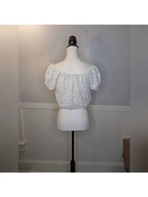 Hollister White Polka Dot Off-Shoulder Crop Top – Size Small thumbnail 6