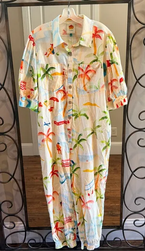 FARM Rio | Copacabana Button‎ Front Jumpsuit Size XL thumbnail 1