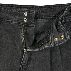 American Eagle SZ 10 Highest Rise Mom Jean Shorts Pockets Pleated Black Wash thumbnail 2