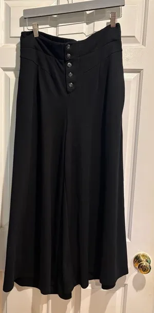 Anthropologie Ett Twa cropped wide leg jersey pants size S black thumbnail 1