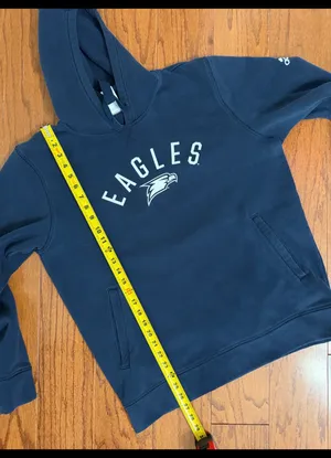 Adidas Georgia Southern Eagles Navy Sweatshirt- Large. ***Refer to measurements. Gently warn & great condition with minor discoloration & fuzzies. Gently Used. Measurements approximately 23” from armpit to armpit x 27” long. Non-smoking smoking home. Sold at as is condition. Don’t like my price make a reasonable offer. thumbnail 8