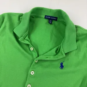 Ralph Lauren Polo Womens M Green Collared Short Sleeve Slim Fit Cotton Logo thumbnail 2