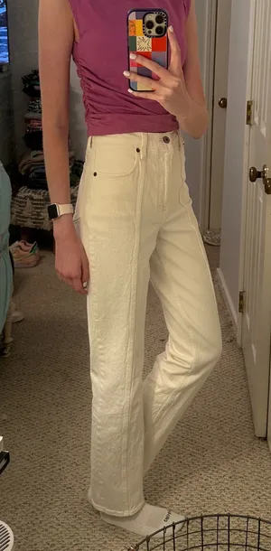Abercrombie Ultra High Rise 90s Straight Jean Cream 25 Long thumbnail 1