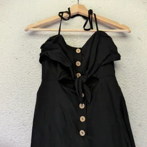 Majorelle‎ Black Tencel Linen Blend Halter Cut-Out Wide Leg Jumpsuit XXS thumbnail 6