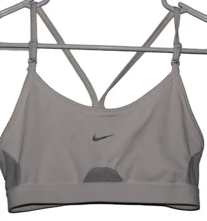 Women's Nike Dri-FIT White Gray Athletic Elastic Racerback Sports Bra Size Small thumbnail 1