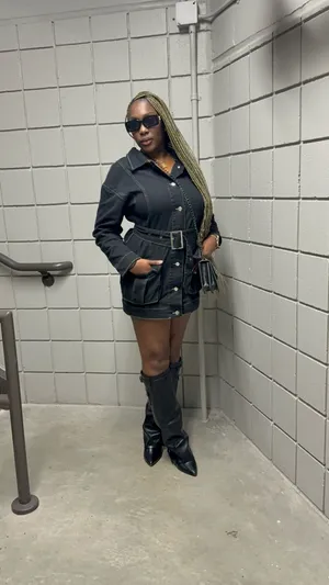 Black denim mini dress thumbnail 2