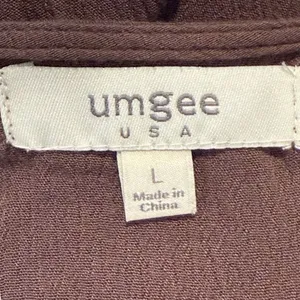 Umgee Babydoll Mini Dress Brown Boho Fringe Tiered Bell‎ Sleeve Women Size L thumbnail 5
