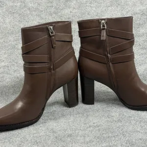Lauren Ralph Lauren Size-US 9B Women Collins Block Heel Bootie Brown Leather thumbnail 4