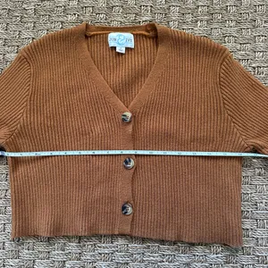 jun & ivy sweater Cropped Cardigan Juniors Small Camel thumbnail 6