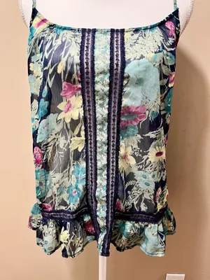 Fire Los Angeles Boho Floral Tank Top Size Medium thumbnail 2