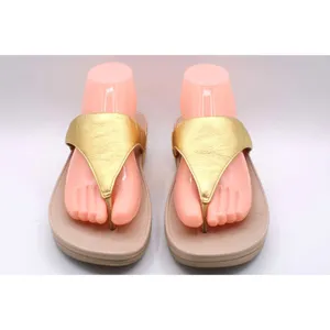 FitFlop Glitzy Lottie Thong Sandals Gold Metallic Leather Straps Womens Size 9 thumbnail 2
