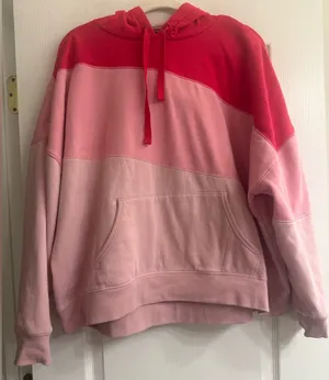 Torrid Pink Colorblock Valentine Cozy Fleece Relaxed Hoodie Sweatshirt - size 2 thumbnail 1