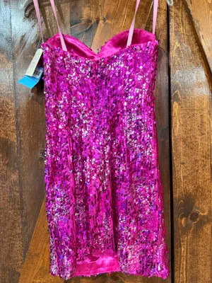 Blush Prom Sequin Pink Dress strapless thumbnail 7